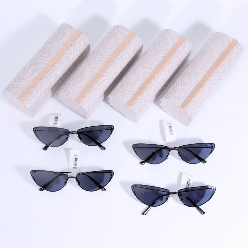 NEW $490 DIOR MissDior B1U H4B0 Cat Eye Sunglasses Thin Frame Black Blue Lens